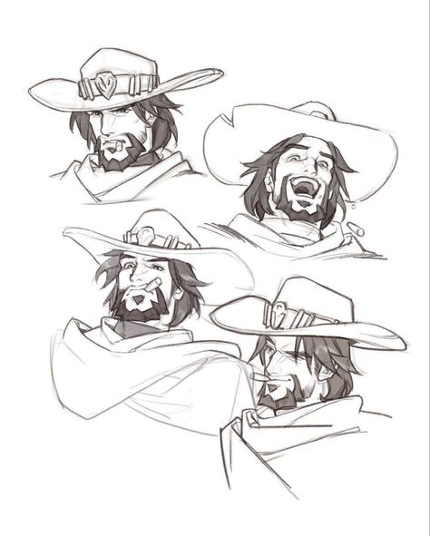 Cowboy Drawing Reference, Cowboy Art Drawing, Cowboy Comic, Cowboys Drawing, Cowboy Drawing, Cowboy Hat Drawing, Jesse Mccree, Cowboy Draw, Mccree Overwatch