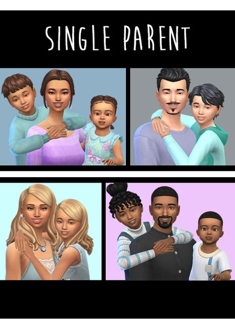 SakuraLeon : ♥ Single Parent ♥ This is a fixed and updated... Sims 4 Single Parent Poses, Sims 4 Gallery Poses, Sims 4 Family Poses, Gallery Poses, Sims Poses, Sims 4 Gallery, Sims 4 Family, Poses Family, 4 Poses