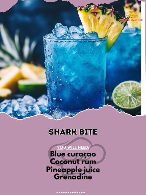 Blue Curacao Drinks Easy, Curacao Drink Recipes, Drinks With Blue Curacao, White Claw Cocktails, Cocktails With Blue Curacao, Rum And Pineapple Juice, Curacao Drink, Blue Curacao Drinks, Alcoholic Recipes