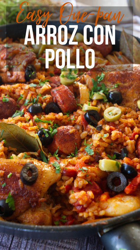 Spanish Style Chicken And Rice, One Pan Spanish Chicken And Rice, Chicken And Spanish Rice Recipes, Iberian Recipes, Chorizo Recipes Dinner, Spanish Chicken And Rice, Authentic Spanish Recipes, Spanish Recipe, Spanish Rice Recipe