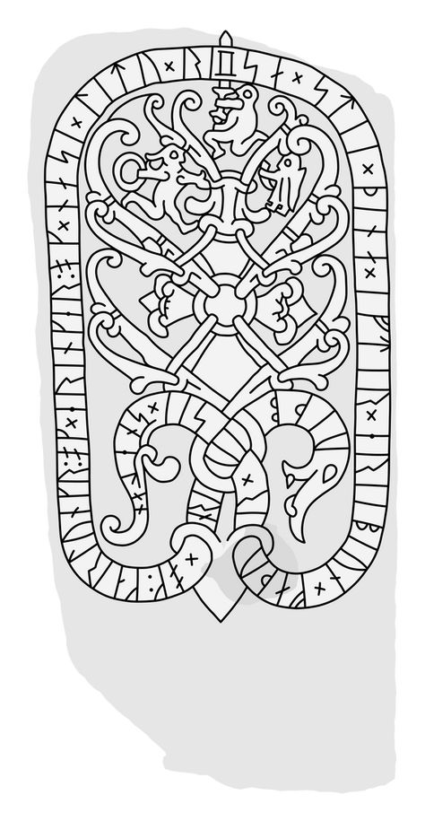 The Drävle Stone U 1163 | Jonas Lau Markussen на Patreon Runestone Art, Ringerike Style, Viking Carving, Ancient Viking Art, Viking Knotwork, Norse Art, Viking Pattern, Ancient Tattoo, Norse Tattoo