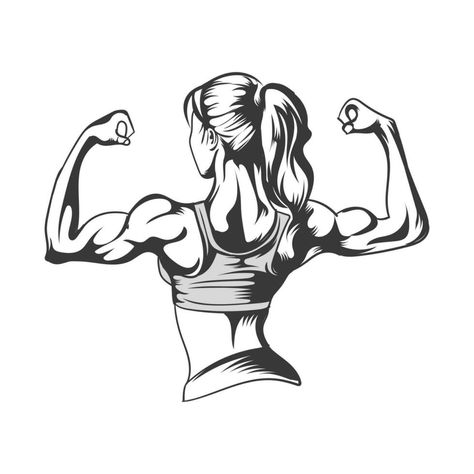 A fitness girl with gym arms vector design. Women Fitness Logo, Strong Women Fitness, Gym Icon, Gym Wall Decor, Note Pad Design, Fitness Wear Women, Fitness Icon, Gym Art, Gym Logo