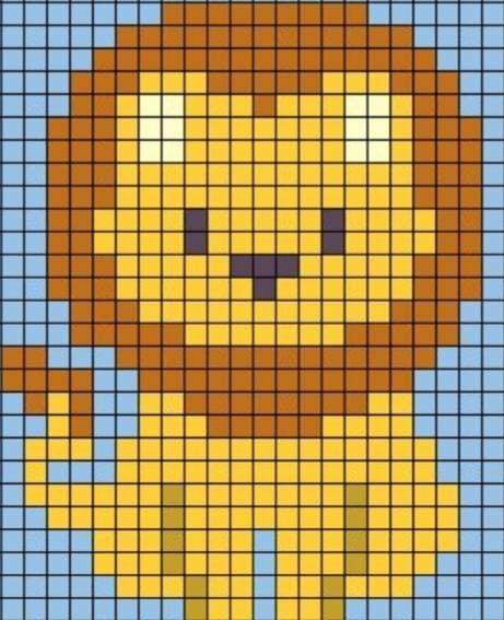 Lion Pixel Art, Roi Lion, Pixel Drawing, Le Roi Lion, Cute Lion, Quilt As You Go, Perler Bead Art, Lion Head, Baby Blankets