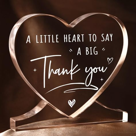 PRICES MAY VARY. Heartfelt Thank You Gifts: This heart-shaped acrylic decoration is a thoughtful thank-you gift, engraved with the warm message: "a little heart to say a big thank you." Whether it's for friends, clients, coworkers, or a hostess, it conveys sincere gratitude and showcases deep appreciation for their efforts. Versatile Thank You Decorative Piece: This unique thank-you gift is ideal for expressing gratitude to teachers, hostesses, friends, and others. It not only serves as a lovely Thank You Gifts For Friends, Thank You For Your Support, Thank You Plaques, Acrylic Decoration, Acrylic Desk, Thank You Images, Appreciation Message, Good Morning Spiritual Quotes, Thank You Quotes