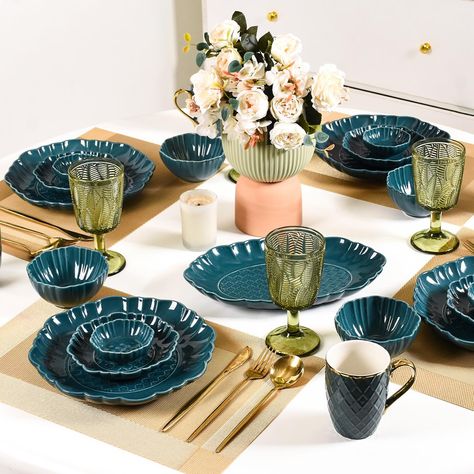 And dinner is served! 😋🫶 Get ready to impress, because these dinner sets never miss a beat! 🍽️🤩 Shop now and create a table as beautiful as your meals. 🛍️✨ Products included: 1. Luxe Moroccan 28-Piece Ceramic Dinnerware For 6 Dark Green 2. Luxury Texture 28 Piece Dinner Set For 6 Ochre Yellow 3. White Stoneware Design 28-Piece Dinner Set For 6 4. 22 Piece Scallop Cream Luxury Dinner Set For 6 5. Lilac Scalloped 22 Piece Dinner Set For 6 6. Pastel 22 Piece Dinner Set For 6 7. Pink Marble 2... Luxury Dinner Set, Luxury Texture, Ceramic Dinnerware Set, Ochre Yellow, Ceramic Dinnerware, Snack Plate, Dinner Is Served, Dinner Set, Table Setup