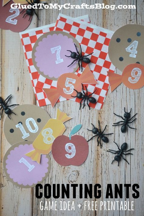 Counting Ants Game - Free Printable Preschool Ant, Preschool Picnic, Underground Animals, Bugs Activities, Ants Printable, Ants Activities, Game For Toddlers, Bug Activities, Picnic Activities