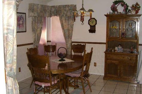 1980's Eating Area. 1980s Decor, 80s House, 80s Home, Grandmas House, Board And Batten, House Room, House Inspo, Dream Room, My Dream Home