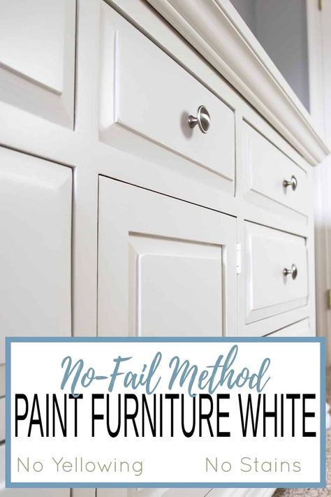 How To Paint Bedroom Furniture White, Diy Paint Dresser Ideas White, How To Paint Dresser White, Diy White Bedroom Furniture, Bedrooms With White Furniture Ideas, Bedroom With All White Furniture, Painting A Dresser White, White Furniture Refurbished, Off White Painted Furniture