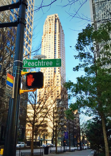 Peachtree Street - Atlanta, GA Atlanta Show Aesthetic, Atlanta Aesthetic Vintage, Midtown Atlanta, Aesthetic Atlanta, Atlanta Georgia Asthetic, Atlanta Landmarks, Atlanta Midtown, Sims 4 City Living, Atlanta Georgia