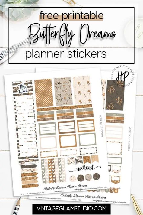 Butterfly Dreams Planner Stickers Weekly Kit - Classic Happy Planner - Butterfly Planner Ideas, Motivational Planner Stickers, Neutral Planner, March Planner Stickers, Everyday Planner Stickers, Harry Potter Planner Stickers, Stickers Butterfly, Glam Studio, Vertical Weekly Planner