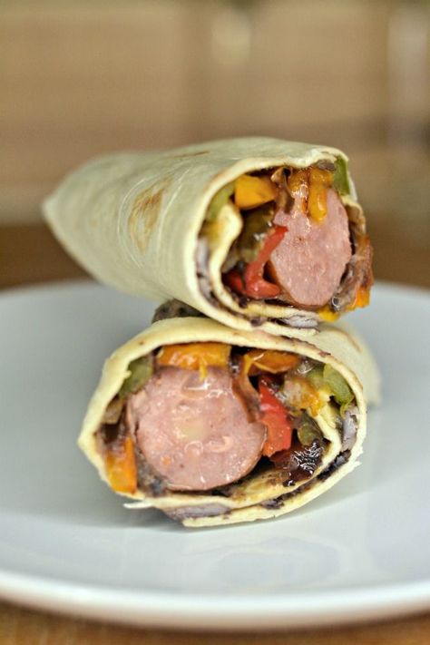 This Cheddar Sausage Wrap is a healthy lunch that can be made in less than 15 minutes, and can be made ahead of time and re-heated. It’s perfect. #food #lunchrecipe #sausage #recipe Easy Kielbasa Recipes, Wraps Recipes Easy, Sausage Wrap, Bratwurst Recipes, Sausage Recipes For Dinner, Kielbasa Recipes, Hot Dog Recipes, Cheap Dinners, Kielbasa