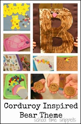 Corduroy Inspired Bear Theme Activities for PreK at Home-- math, literacy, art, and just for fun Bear Theme Activities, Corduroy Activities, Bear Theme Preschool, Activities For Prek, Letter B Activities, Daycare Projects, Corduroy Bear, Teddy Bear Day, Theme Activities