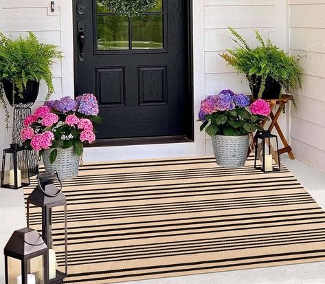 Amazon.com: BUAGETUP Khaki and White Outdoor Rug 3'x 5' Hand-Woven Cotton Washable Rug Striped Front Porch Rug Machine Washable Indoor/Outdoor Area Rug Floor Mat for Farmhouse/Layered Door Mats/Living Room : Home & Kitchen Layered Door Mats, Black Rugs, Kitchen Rugs And Mats, Porch Rug, Outdoor Rugs Patio, Washable Area Rug, Farmhouse Living Room, Cotton Area Rug, Weave Pattern