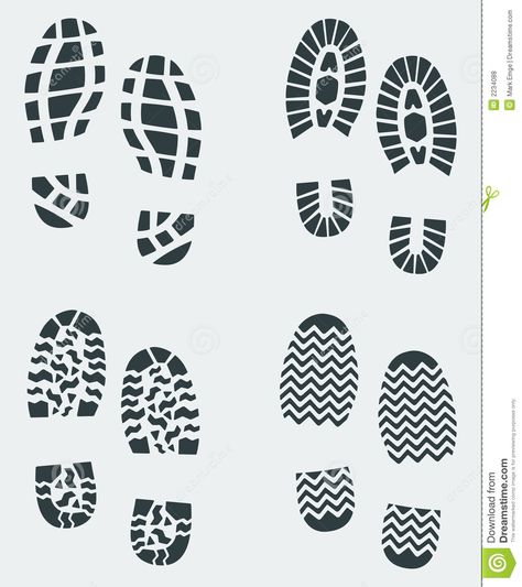 Shoe Print Patterns | Shoe print patterns of various shoe and boot treads created in Adobe ... Boot Print Drawing, Shoe Sole Drawing, Shoe Print Drawing, Foot Print Drawing, Shoe Print Art, Shoe Prints, Shoe Artwork, Running Tattoo, Into Drawing