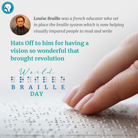 On the birth anniversary of Louise Braille, let's appreciate the thought that made the lives of the visually impaired better. World Braille day #balajientandeye #balajihospitalkalyan #balajientandeyehospital #balajihospital #WorldBrailleDay #brailleday2023 #louisebraille World Braille Day Creative Ads, World Braille Day, International Day, Creative Ads, All About Eyes, Reading Writing, Education, Let It Be, Writing