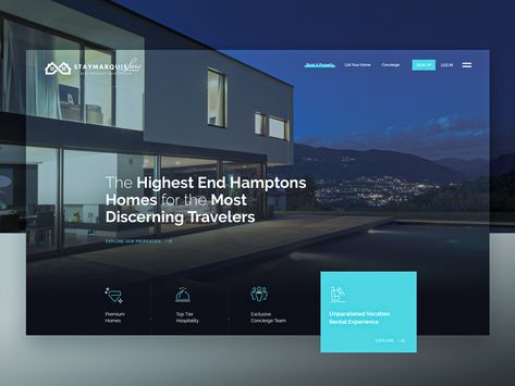 Real Estate Landing Pages, Hamptons Homes, Luxury Website, Airbnb Rentals, Webdesign Inspiration, Hotel Website, Design Websites, Website Design Layout, Hamptons House