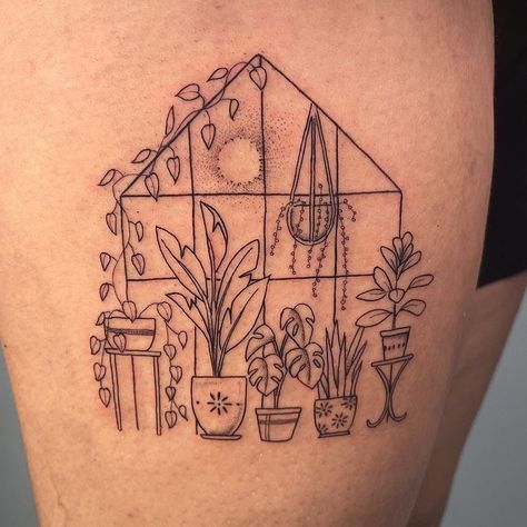 Square Scene Tattoo, Keep Austin Weird Art, Cute Vine Tattoos, Thigh Tattoos Dainty, Plant Theme Tattoo, Iced Coffee Tattoo Minimalist, Green House Tattoo, Hoya Tattoo, Interactive Tattoo