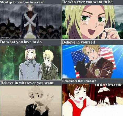 :D Hetalia life lessons C: <----- And these are some reasons I love Heyalia so much- especially because it encourages you to be yourself Hetalia Quotes, Animaniacs Funny, Romano Hetalia, Hetalia Funny, Hetalia Anime, Hetalia Fanart, Anime Board, Fnaf Comics, Axis Powers