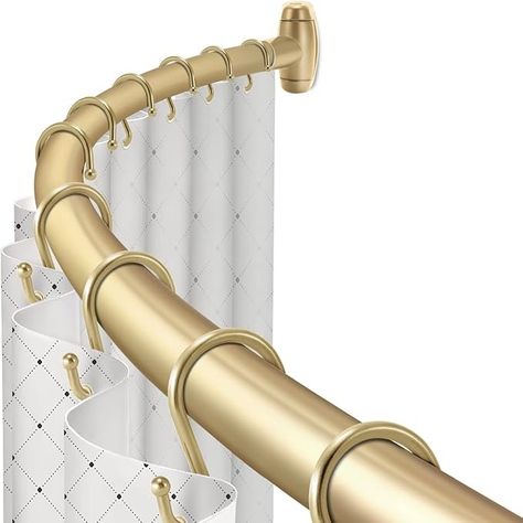 Amazon.com: Curved Shower Curtain Rod, TOPROD Round Shower Curtain Rod 48-72 Inches Adjustable, Rounded Bowed Stainless Steel Shower Rods for Bathroom, Bathtub, More Shower Space, Gold, Need to Drill : Home & Kitchen Round Shower Curtain Rod, Double Shower Curtain Rod, Curved Shower Curtain Rod, Curved Shower Curtain, Curved Curtain Rods, Industrial Showers, Double Shower Curtain, Hookless Shower Curtain, Gold Shower Curtain