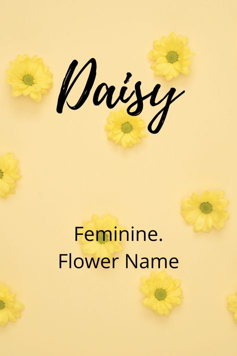 Daisy. Feminine- Flower Name #girlname #babygirl #flowername #themedbabyname #babynames Daisy Name Aesthetic, Daisy Name, Name Aesthetic, Unique Girl Names, Family Photo Wall, Character Pictures, Cartoon Character Pictures, Flower Names, Names With Meaning