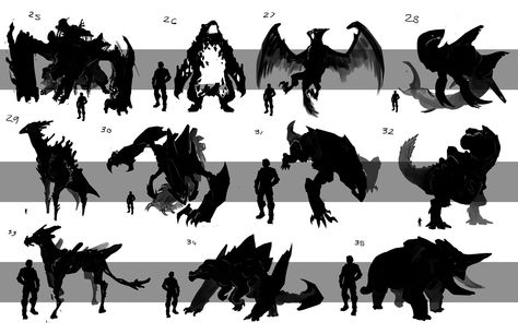 Shadows Of Mordor, Creature Silhouette, Pose Ideas Drawing, Black And White Monster, Character Design Process, Pose Drawing Reference, White Monster, Monster Sketch, Shadow Creatures