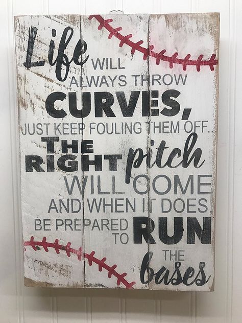 Rustic Pallet Wall, Baseball Bedroom, Baseball Coach Gifts, Baseball Mom Gifts, Baseball Crafts, Baseball Room, Pallet Wall Art, Wooden Wall Signs, Softball Quotes