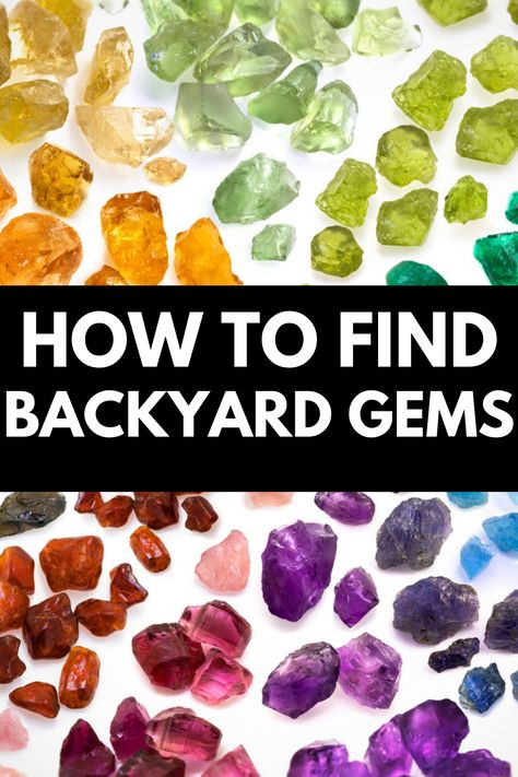 Though everyone may not be so lucky, finding gemstones right in your backyard is a very real possibility. In our How to Find Gemstones in Your Backyard Guide, we provide everything you need to know to increase your chances. Read the full article on OwnTheYard.com! #treasurehunt #gems #gemstones #backyard How To Find Crystals Anywhere, How To Find Crystals In Your Backyard, How To Find Crystals, How To Find Crystals In Nature, Crystals Healing Grids, Gems And Crystals, Diy Gem, Witchcraft Spells, Rock Hunting