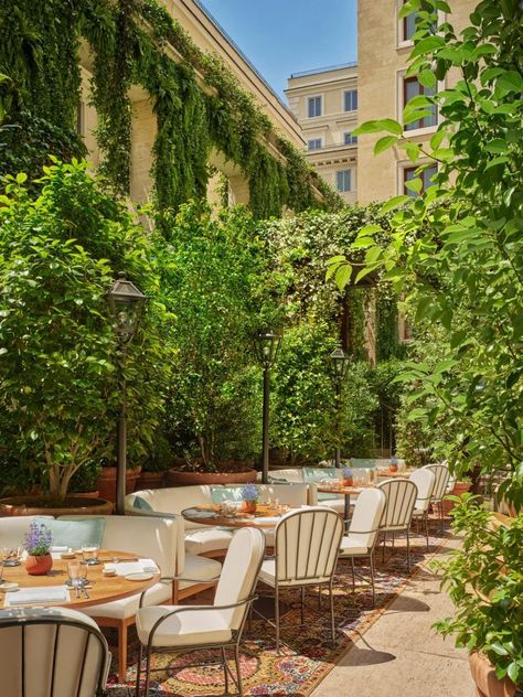 The Rome Edition opens in converted 1940s bank building Cipollino Marble, Roman Garden, Edition Hotel, Marble Staircase, Rome Hotels, Bank Building, Luxury Landscaping, Front Courtyard, Banks Building