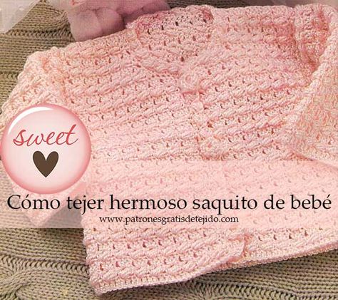 Estás preparando el ajuar del bebé , y aquí tienes un bello saquito para los primeros meses. Está... Crochet Baby Girl Dress, Baby Cardigan Pattern, Baby Shawl, Crochet Baby Girl, Baby Hats Knitting, Crochet Baby Clothes