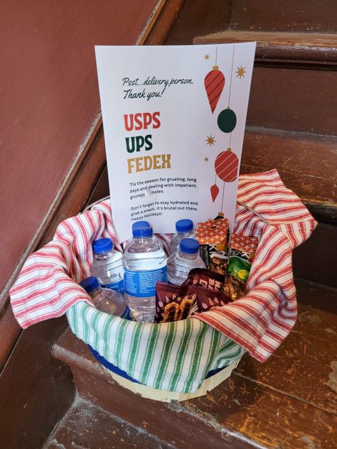 Basket For Delivery Drivers, Delivery Driver Snack Basket, Goodie Basket, Snack Basket, Apple Baskets, Delivery Driver, Mid Century Christmas, The Magic Of Christmas, Cheez It