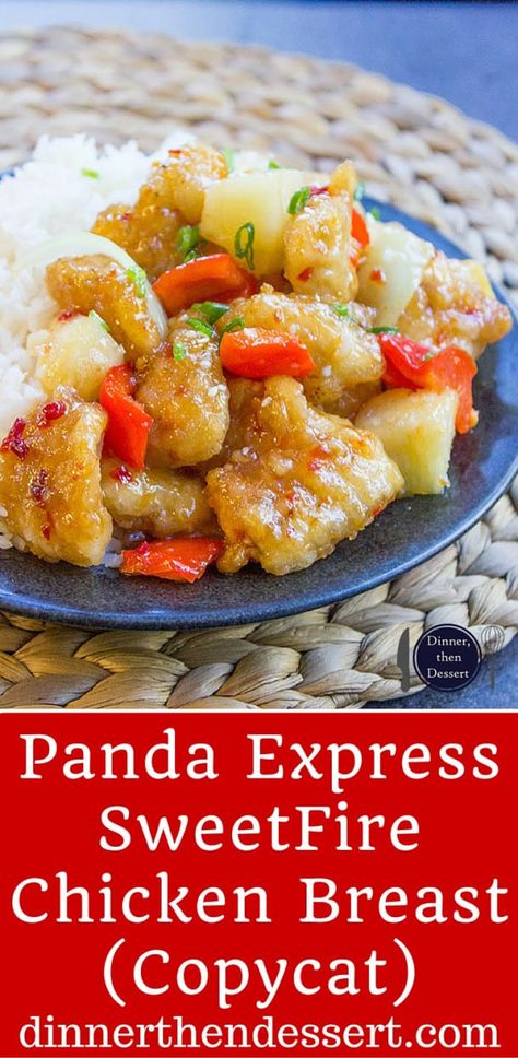 Panda Express SweetFire Chicken Breast (Copycat) - Dinner, then Dessert Panda Express Sweet Fire Chicken, Sweet Fire Chicken, Sweet And Spicy Chili, Copycat Panda Express, Panda Express Recipes, Spicy Chili Sauce, Chicken Breast Dishes, Chicken With Garlic, Fire Chicken