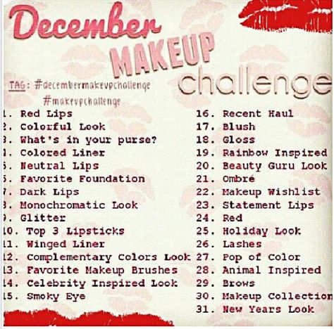 #december makeup challenge October Makeup Challenge, Makeup Challenge Ideas Fun, December Makeup, Beauty Challenge, December Challenge, Professional Makeup Kit, Makeup Challenge, Neutral Lips, New Years Look