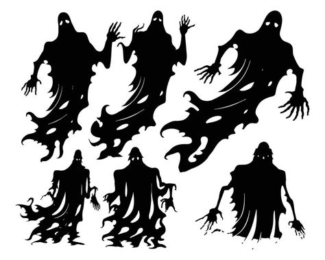 Scary Silhouettes Shadows, Horror Movie Silhouettes, Evil Spirits Art, Mummy Silhouette, Scary Ghost Drawing, Demon Silhouette, Horror Silhouette, Scary Silhouette, Scary Silhouettes