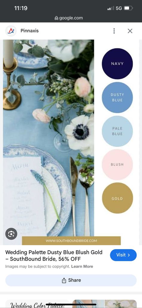 Denim Blue Wedding Color Schemes, Navy Spring Wedding, Blue Color Palette Wedding, Wedding Color Schemes Blue, Wedding Theme Color Schemes, Spring Wedding Color Palette, Gold Color Palettes, Color Palette Yellow, Spring Wedding Colors