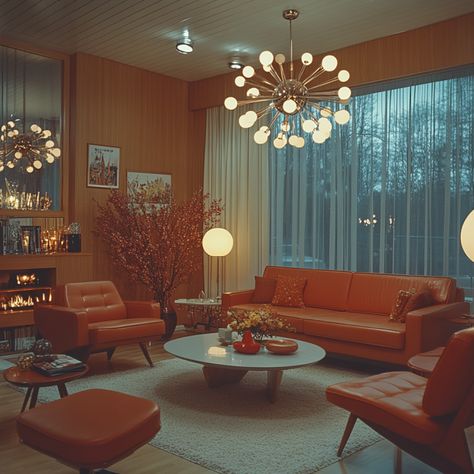 Modern 1960s Home, Mad Men Apartment, Mid Century Modern Penthouse, Space Age Mid Century, Atomic Living Room, Midcentury Living Rooms, Midcentury Apartment, Living Room 60s, 50s Living Room