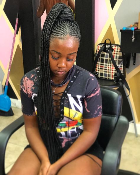 Slay Queen 👑 on Instagram: “Link in bio "nicki ponytail"” Summer Cornrows, Baddie Braids, College Hair, Braids Inspiration, Braided Ponytails, Hairstyles With Braids, Afro Braids, Twisted Hair, African Hair Braiding Styles