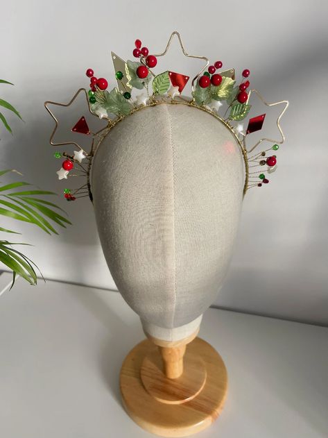 Christmas Headband Diy, Celestial Birthday, Christmas Crown, Photography 2023, Crown Halo, Diy Crown, Halo Crown, Glam Christmas, Christmas Clay