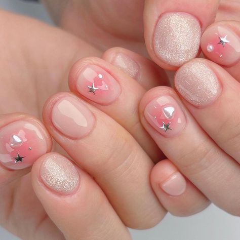 Douyin Short Nails, Sheer Nails, Korean Nail Art, Hippie Nails, Cute Simple Nails, Pretty Gel Nails, Really Cute Nails, Soft Nails, Jelly Nails