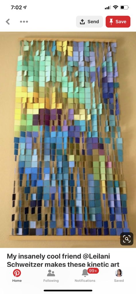 Paint Tiles, Paint Chip Crafts, Installation Ideas, Paint Chip Art, Fishing Wire, Chip Art, Paint Chip, Copper Frame, Paint Swatches