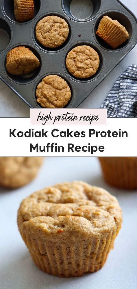 These Kodiak Cake muffins are a healthy recipe that’s easy to make. Perfect for kids, these high protein muffins are made with no banana and are high fiber. Enjoy these simple Kodiak muffins anytime for an easy make ahead snak or breakfast. Kodiak Cakes Muffins, Kodiak Muffins, Protein Breakfast Muffins, Kodiak Cakes Recipe, High Protein Muffins, Banana Protein Muffins, Toddler Muffins, Healthy High Protein Breakfast, Protein Muffin Recipes