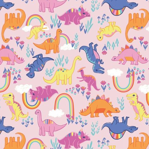 Dinosaurs Rainbows Pink - Cotton - From 0.5 Metre #Dinosaurs Rainbows Pink - Cotton - From 0.5 Metre #unicorn background # #background #wallpaper #images #Photos #Pictures #Illustrations #Vectors #Collections Pink Dinosaur Wallpaper, Background Dino, Dinosaurs Illustration, Kidcore Nostalgia, Dinosaur Mural, Clipboard Decorating, Unicorn Background, Rainbow Dinosaur, Cocomelon Birthday