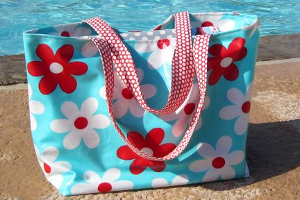 Laminated Projects, Oilcloth Projects, Oilcloth Bags, Sew Accessories, Texas Sun, Oil Cloth Bags, Laminated Cotton Fabric, Swim Bag, Pool Bag