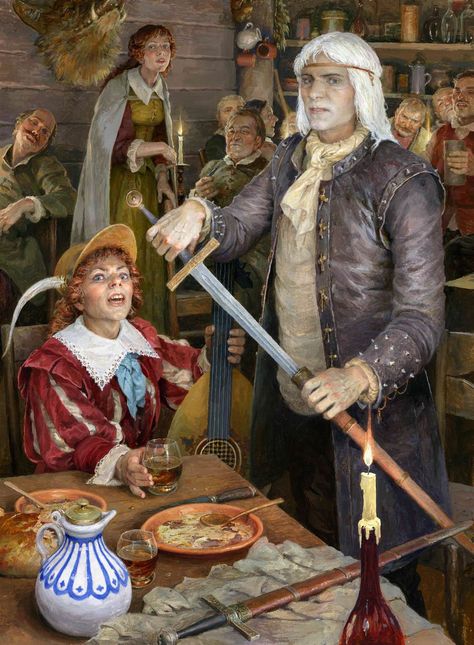 Illustrations by Denis Gordeev Denis Gordeev Tolkien, Denis Gordeev Witcher, Denis Gordeev, Alan Lee Art, Brothers Grimm Fairy Tales, Witcher Geralt, Art Emotions, The Witcher Geralt, The Witcher Books