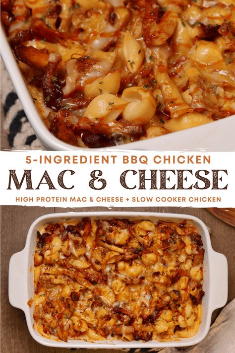 Mac And Cheese With Protein, Pulled Chicken Mac And Cheese, Mac And Cheese With Bbq Chicken, Chicken Parmesan Mac And Cheese, Bbq Chicken Mac N Cheese, Barbecue Chicken Mac And Cheese, Bbq Chicken Mac And Cheese Recipes, Shredded Chicken Mac And Cheese, Rotisserie Chicken Mac And Cheese