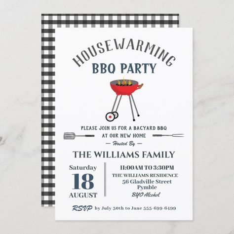 Housewarming BBQ Party Backyard Barbecue Invitation - Great Barbecue House Warming Bbq, Housewarming Invitation Ideas, Housewarming Bbq, Barbecue Invitation, Bbq Party Invitations, Housewarming Invitation, Barbecue Garden, Party Backyard, House Warming Invitations