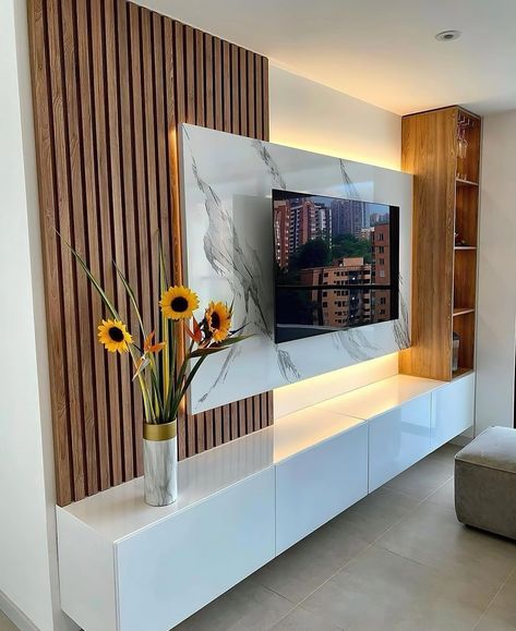 Tv Wall Design Luxury, Modern Tv Room, Tv Unit Interior Design, Latest Living Room Designs, Living Room Tv Unit, Tv Room Design, Hall Interior Design, Hal Decor, Sleek Aesthetic