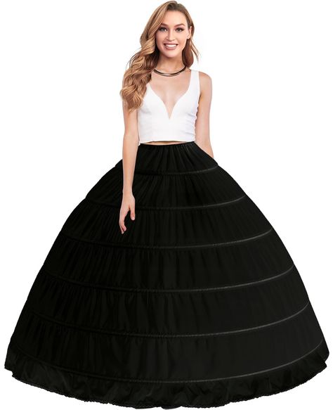 PRICES MAY VARY. 🌷【Crinoline Petticoat 6 Hoop Skirt】-With its 6-hoop structure, this long underskirt ensures maximum volume, adding depth and drama to your gown. Made with high-quality materials, this petticoat is comfortable. Choose between black or white to match your dress seamlessly. Elevate your bridal look with this crinoline petticoat! 🌷【Hoop Skirt For Women】-Enhance your ball gown or A-Line dress looking for the perfect petticoat to complement your ball gown or A-line dress? Designed s Ball Gown Petticoat, Hoop Petticoat, Hoop Skirt, Half Slip, Skirt For Women, Other Half, Bridal Look, Bridal Looks, Petticoat