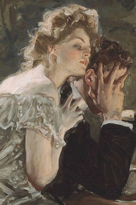 ‘Where did I put the tickets?’ (detail), 1906 - Albert Beck Wenzell (1864–1917).full image: Just Lovers Zeppazariel Aesthetic, Rennaissance Art Painting, Dark Renesance Art, Rennasaince Art, Classic Paintings Romantic, Romantic Era Paintings, Romantic Era Art, Rennisance Art, Envy Aesthetic