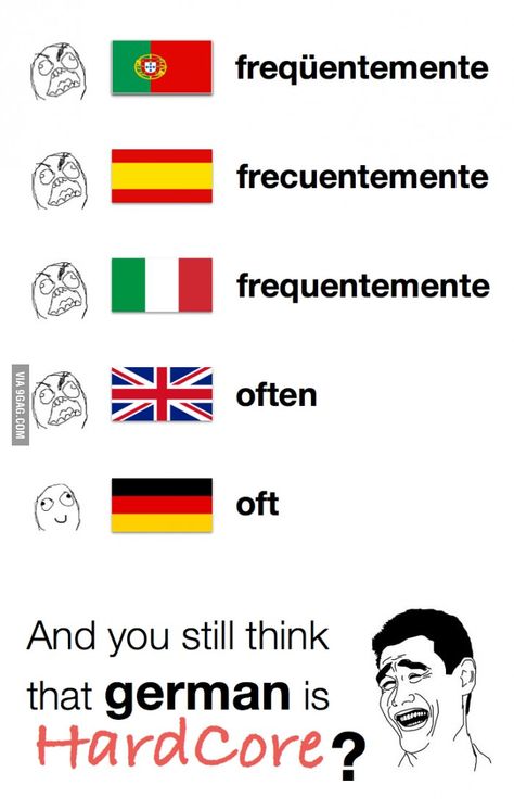 Why German language is easy? German Memes Humor, German Memes, History Puns, German Humor, Language Jokes, Intelligent Humor, Learning French For Kids, Meme Comics, German Language Learning