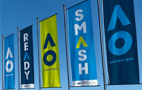 Game on: Australian Open rebrand What Is Brand Identity, Desain Merek, Pole Banners, Sport Branding, Banner Design Inspiration, Logo And Identity, Conference Design, Corporate Identity Design, Event Branding